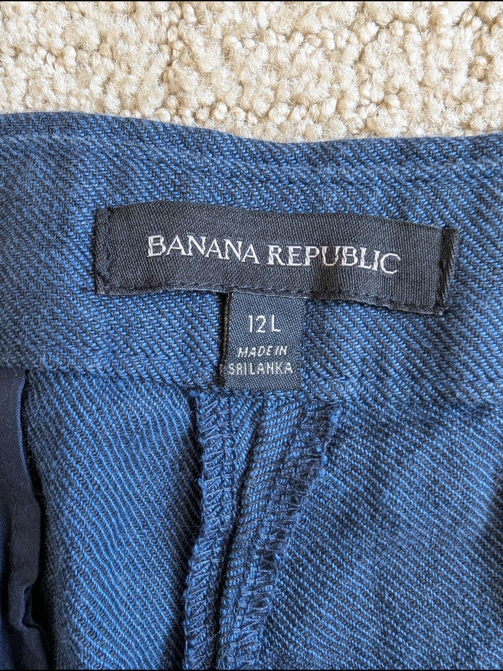 100% Linen Banana Republic Navy Straight-Leg Cargo Pants - Picture 6 of 13